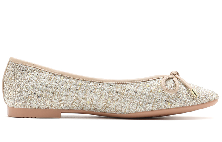 Order (W) 卓雅经典水钻时尚休闲杏色平底鞋 J4N22-23DC1CQ1