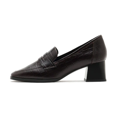(W) Joypeace Embossed Leather High Heels 'Brown'