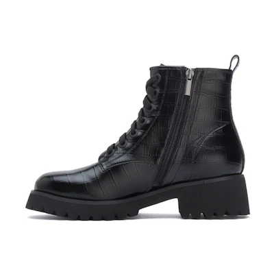 (W) Joypeace Embossed Platform Short Martin Boots 'Black'