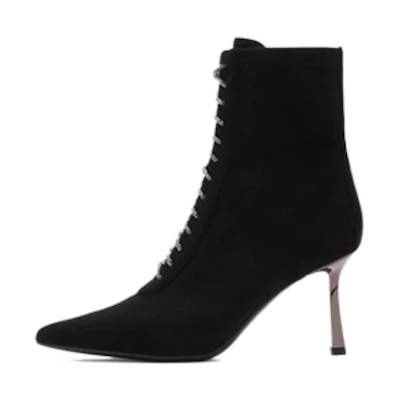 (W) Joypeace Leather Ankle Boot 'Black' 'Shiny Lace-up'