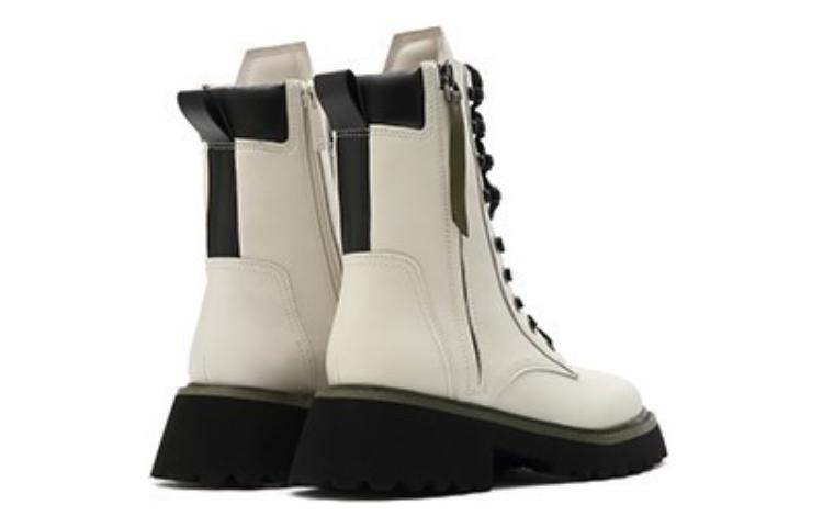 Shop (W) ジョイピースレザーブーツ「軽量プラットフォームファッションミドルカーフマーティン」 YQB30DZ2