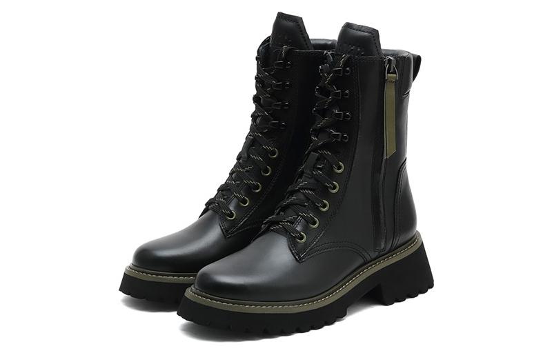 Sizing (W) ジョイピースレザーブーツ「軽量プラットフォームファッションミドルカーフマーティン」 YQB30DZ2