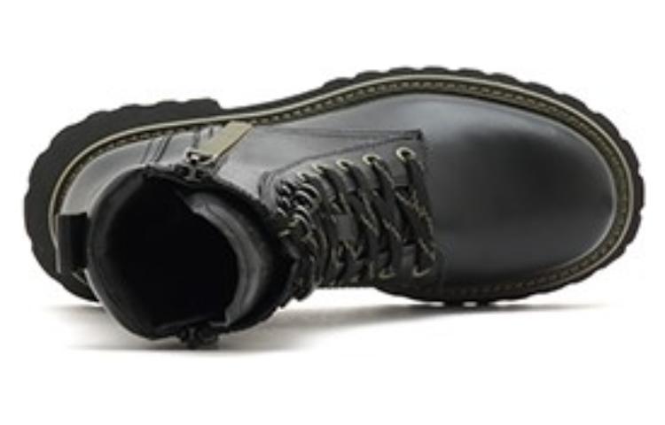 Cheap (W) ジョイピースレザーブーツ「軽量プラットフォームファッションミドルカーフマーティン」 YQB30DZ2