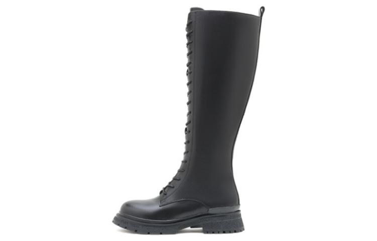 (Women) Joypeace Leather High-Top Platform Boots 'British Black' 08-36DG1
