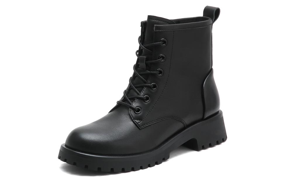 Buy (W) 包揽乐皮革马丁靴 "黑色休闲圆头" 60381DD3