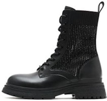 (Women) Joypeace Leather Martin Boots 'Black Glitter Patchwork' 10856DZ2 (Women) Joypeace Leather Martin Boots 'Black Glitter Patchwork' 10856DZ2
