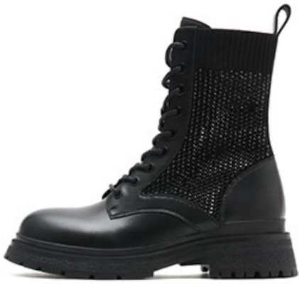 (Women) Joypeace Leather Martin Boots 'Black Glitter Patchwork' 10856DZ2 Buy (Women) Joypeace Leather Martin Boots 'Black Glitter Patchwork' 10856DZ2