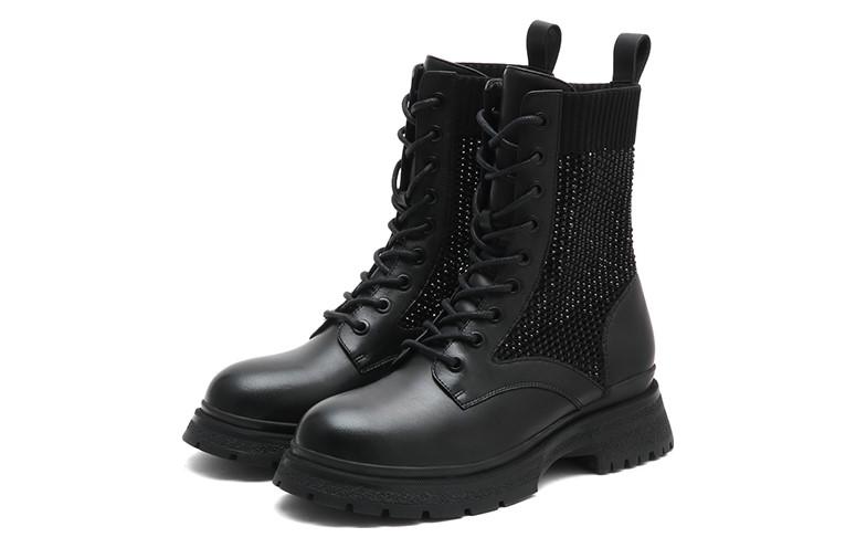 Lookbook (W) 조이피스 가죽 마틴 부츠 '블랙 글리터 패치워크' 10856DZ2