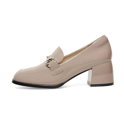 (W) Joypeace Leather Retro Chunky Heel '6cm'