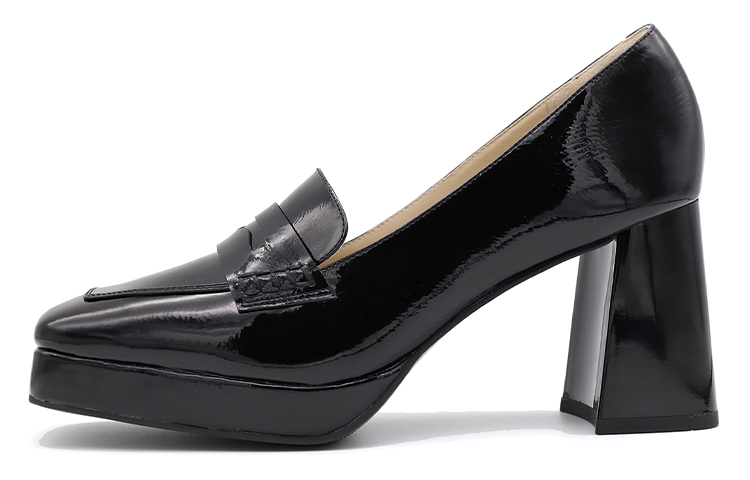 (Women) Joypeace Leather Retro Square Toe High Heels 'Commuter' YWB01CQ3