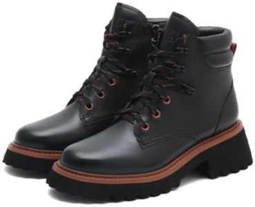 (W) 조이피스 가죽 숏 앵클 마틴 부츠 '블랙 청키 힐' YQB43DD2 Order (W) 조이피스 가죽 숏 앵클 마틴 부츠 '블랙 청키 힐' YQB43DD2