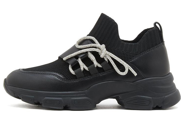 (Women) Joypeace Leather Slip-On 'Black Fashion Dad Shoe' 03939AM3