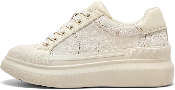 (W) Zapatillas Joypeace Low Top 'Casuales con Encaje, Bordado y Plataforma con Diamantes'. 21052CM3 Details for (W) Zapatillas Joypeace Low Top 'Casuales con Encaje, Bordado y Plataforma con Diamantes'. 21052CM3