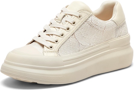 (W) Zapatillas Joypeace Low Top 'Casuales con Encaje, Bordado y Plataforma con Diamantes'. 21052CM3 Sizing (W) Zapatillas Joypeace Low Top 'Casuales con Encaje, Bordado y Plataforma con Diamantes'. 21052CM3