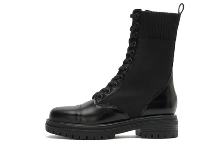 (Women) Joypeace Mid-Top Leather Martin Boots 'Black' JZPZU824DU1DZ0