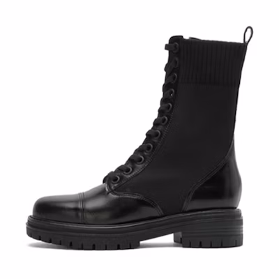 (W) Joypeace Mid-Top Leather Martin Boots 'Black'