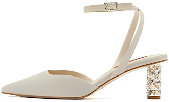 (Women) Joypeace Pink Leather Pointed Toe Slingback High Heels 'Shimmering Silhouette' YRW42AH3 (Women) Joypeace Pink Leather Pointed Toe Slingback High Heels 'Shimmering Silhouette' YRW42AH3