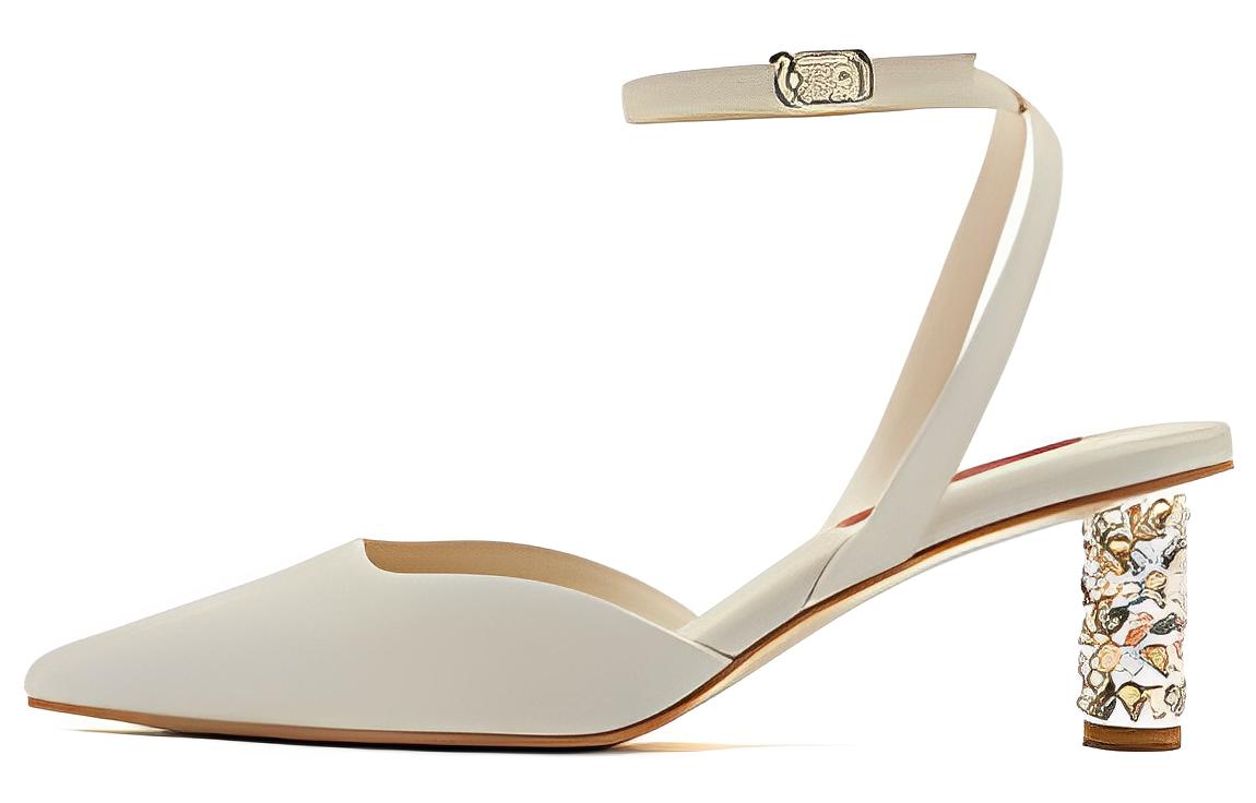 (Women) Joypeace Pink Leather Pointed Toe Slingback High Heels 'Shimmering Silhouette' YRW42AH3