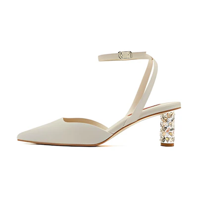 (W) Joypeace Pink Leather Pointed Toe Slingback High Heels 'Shimmering Silhouette'