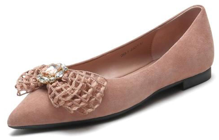 Order (W) 卓诗尼尖头平底鞋 '甜美蝴蝶结裸粉色' J3N068-1DK1AQ1