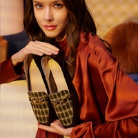 (W) Joypeace Retro 'Mocasines Cuadros Británicos Café Verde' ZB274CA3 Details for (W) Joypeace Retro 'Mocasines Cuadros Británicos Café Verde' ZB274CA3