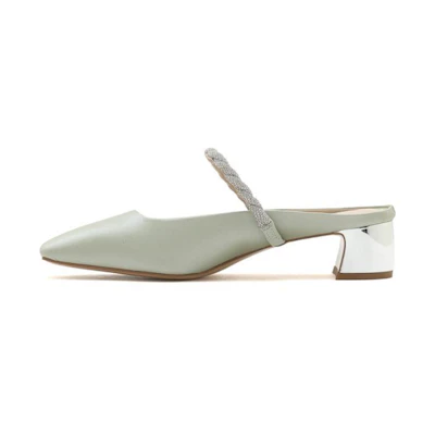 (W) Joypeace True Poetry Ankle-Strap High Heels 'Grey Green'