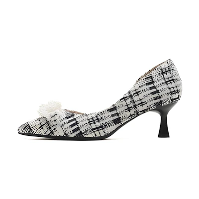 (W) Joypeace Vintage Pointed 'Chanel-Inspired Black Heels'