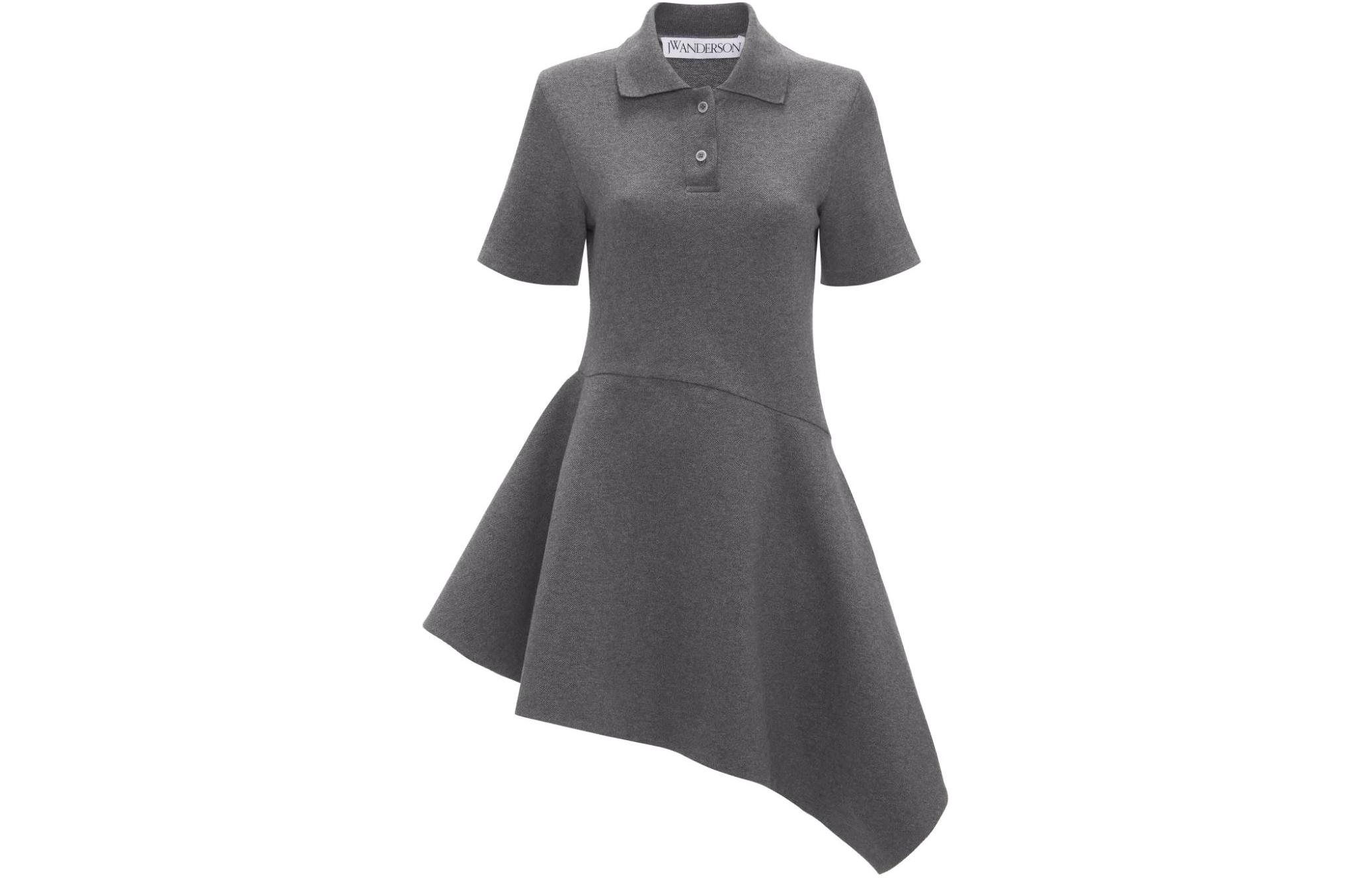 (Women) JW Anderson  Asymmetrical Colorblock Short Sleeve Dress Dark Gray JD0037PG1479-938
