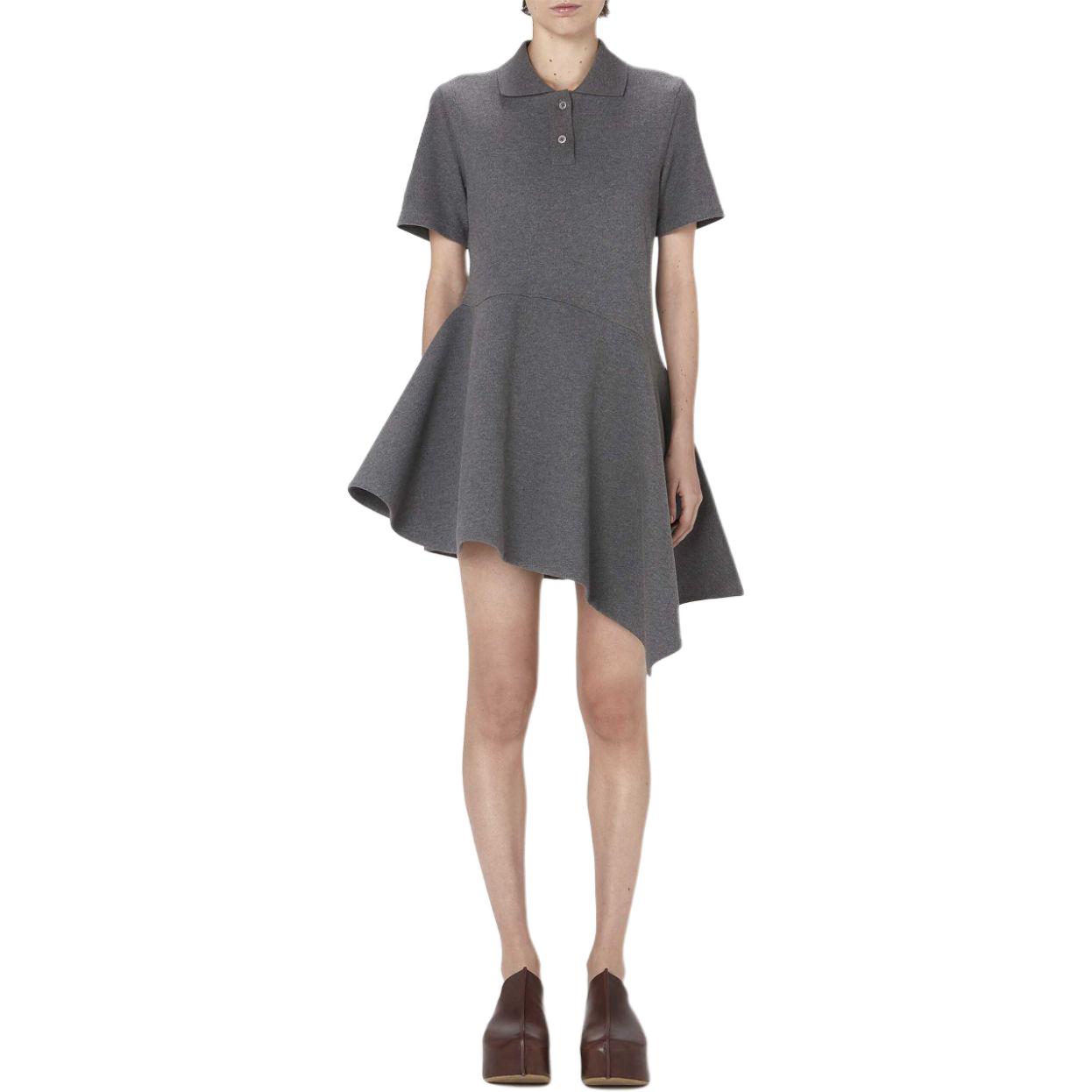 Purchase (W) JW Anderson Gaun Lengan Pendek Asimetrik Colorblock Kelabu Gelap JD0037PG1479-938