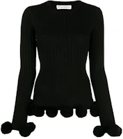 Order (W) JW Anderson 黑色修身羅紋羊毛套頭毛衣 KT0042YN0008-999