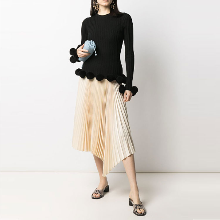 Lookbook (W) JW Anderson Baju Bulu Hitam Langsing Berjalur. KT0042YN0008-999