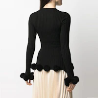 Shop (W) JW Anderson 黑色修身羅紋羊毛套頭毛衣 KT0042YN0008-999