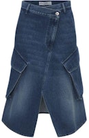 (Women) JW Anderson Blue Irregular Split Denim Midi Casual Skirt DK0021PG1560-800 (Women) JW Anderson Blue Irregular Split Denim Midi Casual Skirt DK0021PG1560-800