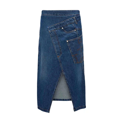 (Women) JW Anderson Blue Zipper Denim Midi Skirt DK0023PG1164-804
