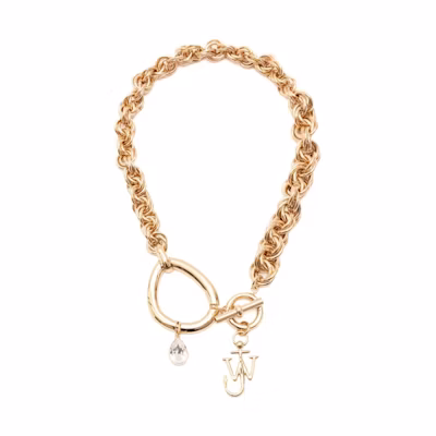 (Women) JW Anderson Brass Pendant Chain Choker Necklace - Gold JY0119OT0003120