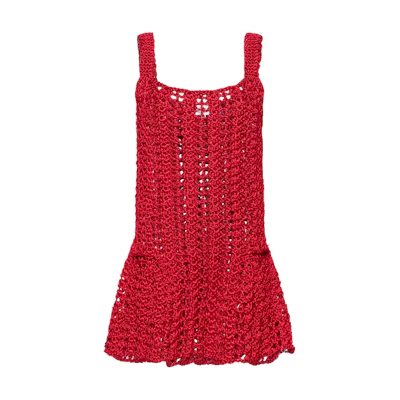 (Women) JW Anderson Solid Knit Mini Camisole Dress Red KW1148YN0341459-RED