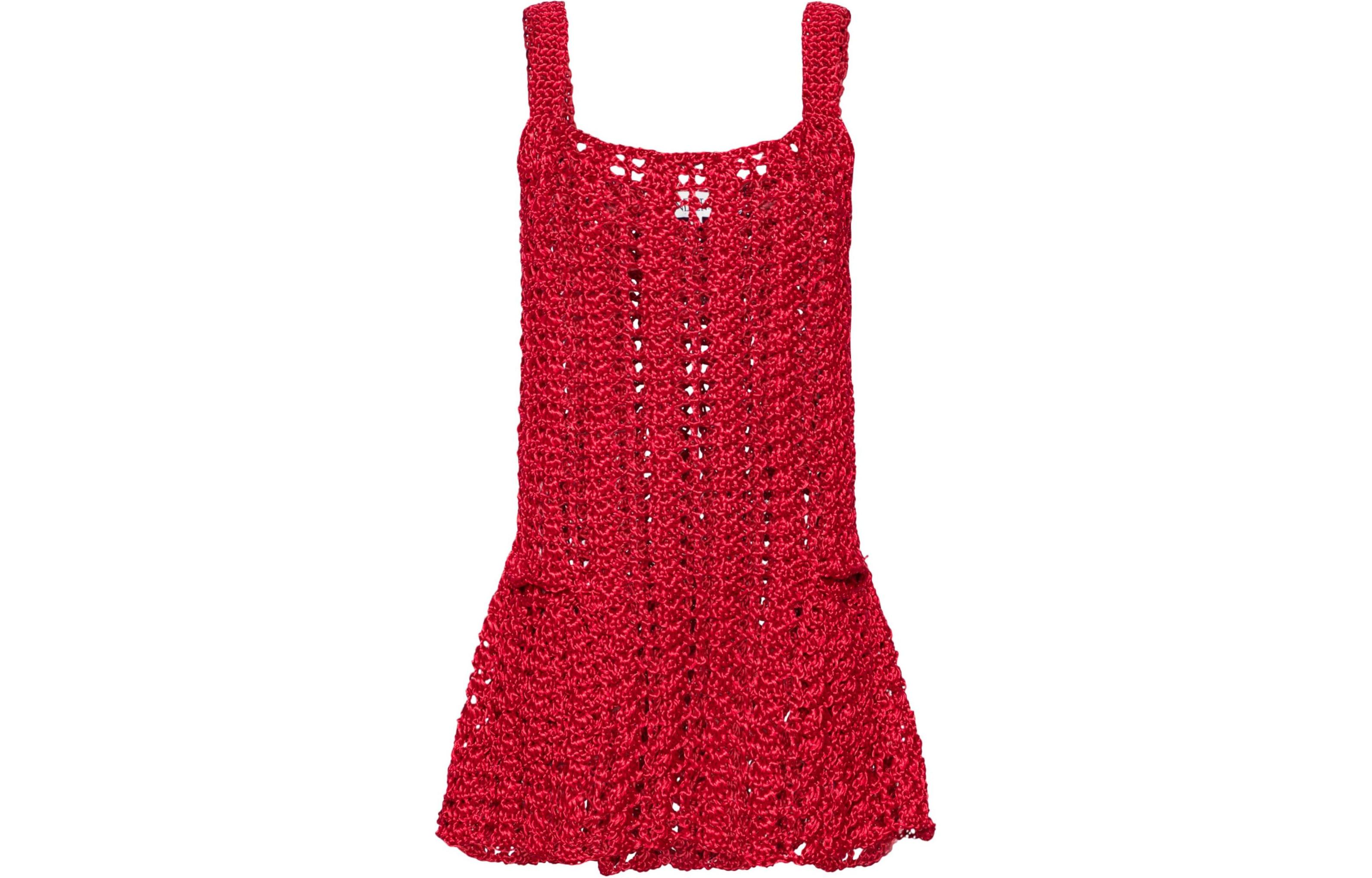 Order (W) JW Anderson Solid Knit Mini Camisole Dress Merah KW1148YN0341459-RED