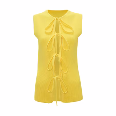 (Women) JW Anderson Yellow Sleeveless Tie-Up Crewneck Tank Top KW1140YN0327-221