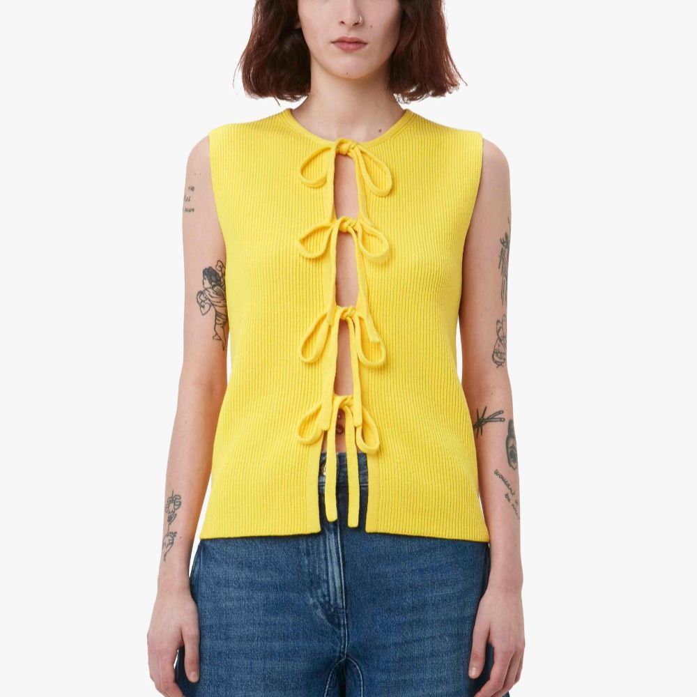 Lookbook (W) JW Anderson Camiseta Sin Mangas Amarilla de Cuello Redondo con Lazo KW1140YN0327-221