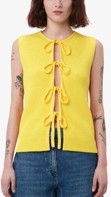 (W) JW Anderson Camiseta Sin Mangas Amarilla de Cuello Redondo con Lazo KW1140YN0327-221 Lookbook (W) JW Anderson Camiseta Sin Mangas Amarilla de Cuello Redondo con Lazo KW1140YN0327-221