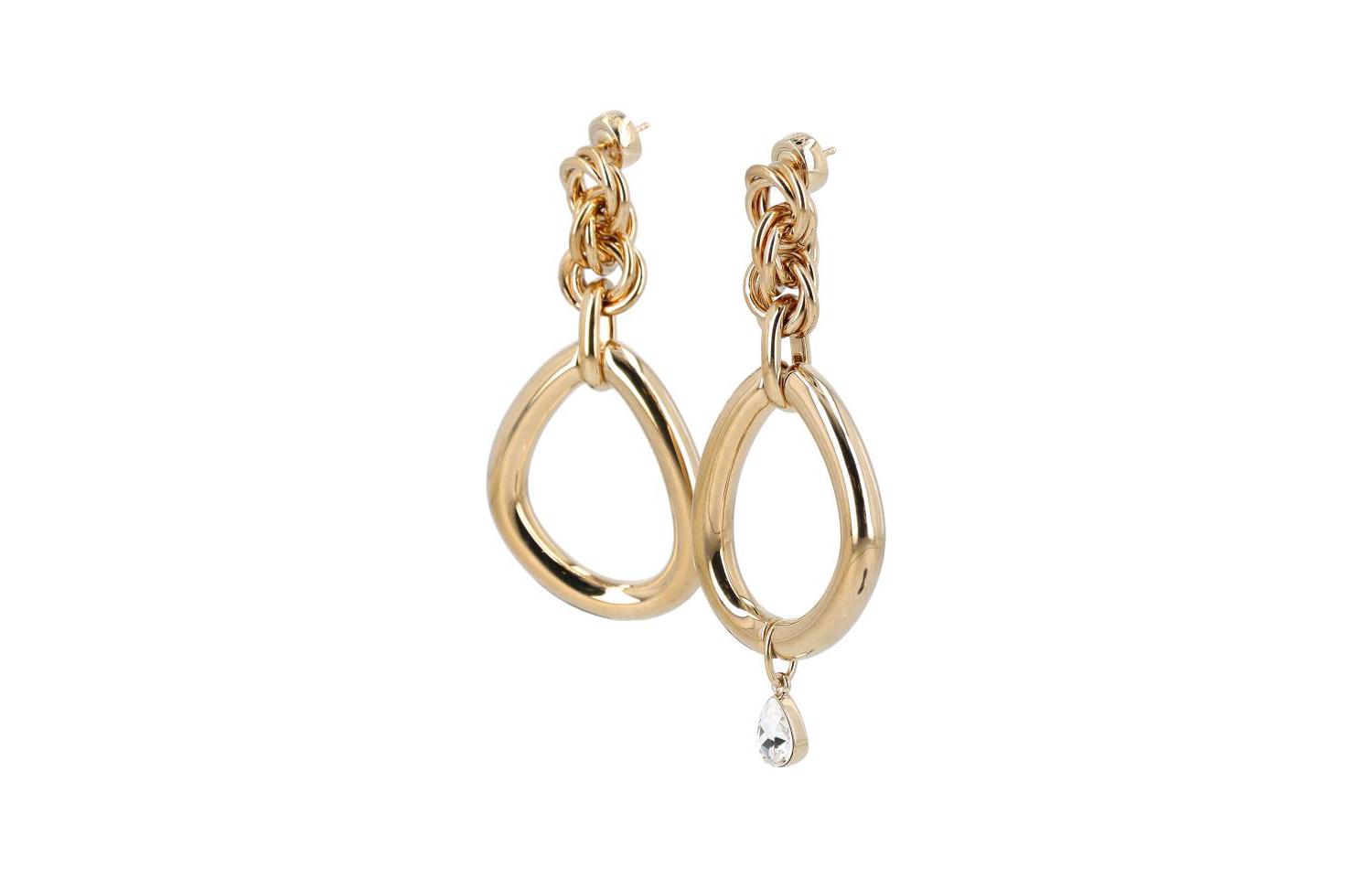 Order (W) JW Anderson 水晶吊坠大圈黄铜耳环 金色 JY0121OT0003120