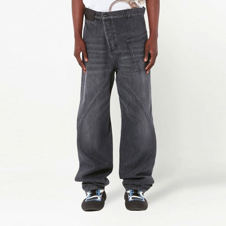 Purchase (W) JW Anderson FW22 Seluar Jeans Longgar Warna Kelabu Solid DT0068-PG1195-929