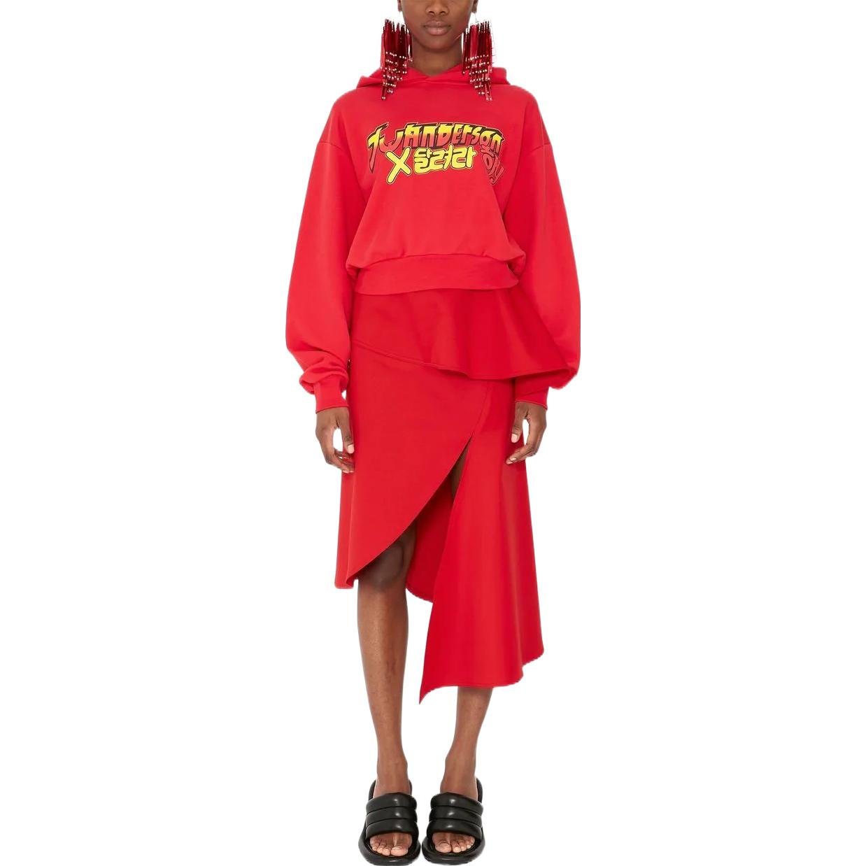 Lookbook (W) JW Anderson FW22 Sudadera Roja Corta con Capucha y Manga Larga JW0053PG1078450