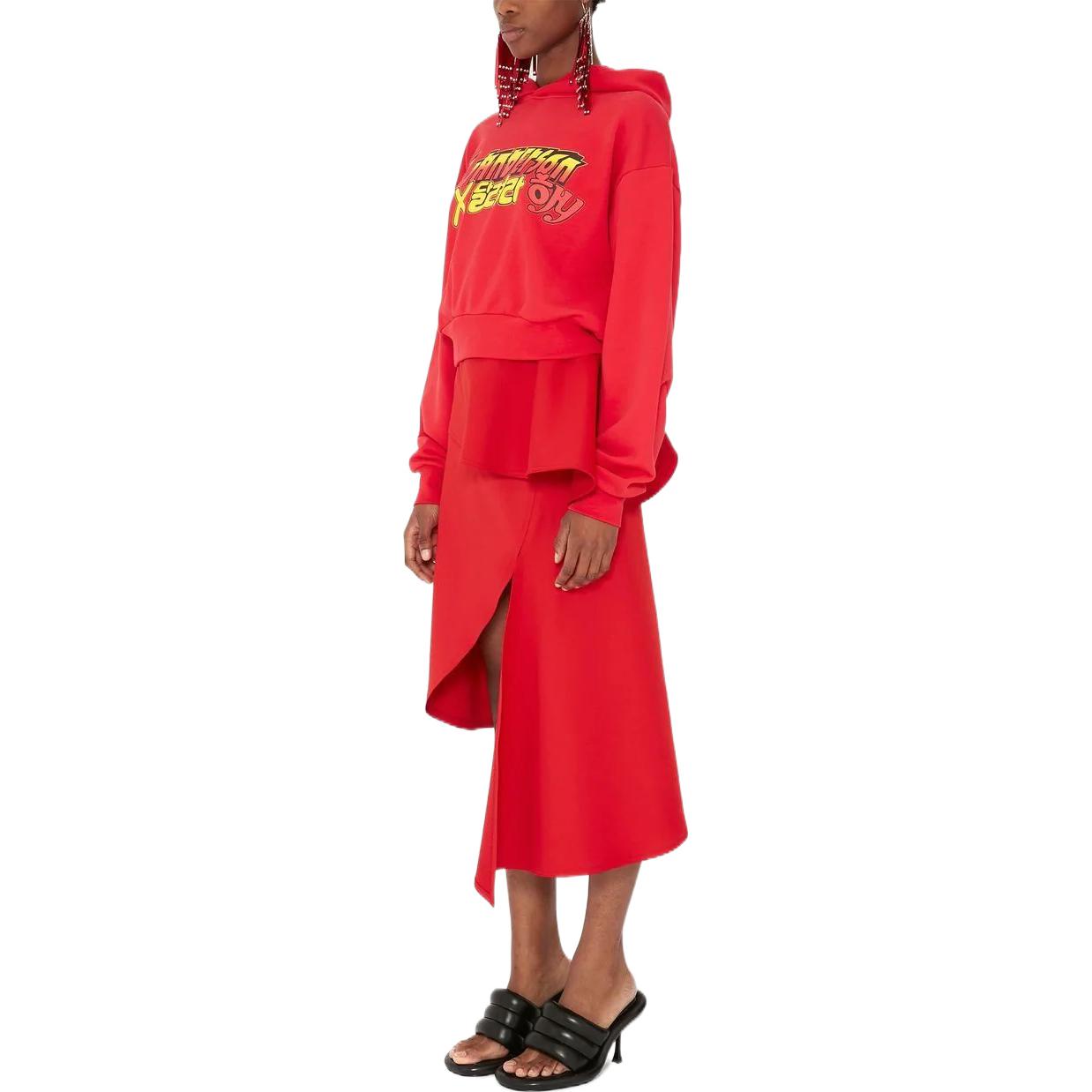 Shop (W) JW Anderson FW22 Sudadera Roja Corta con Capucha y Manga Larga JW0053PG1078450