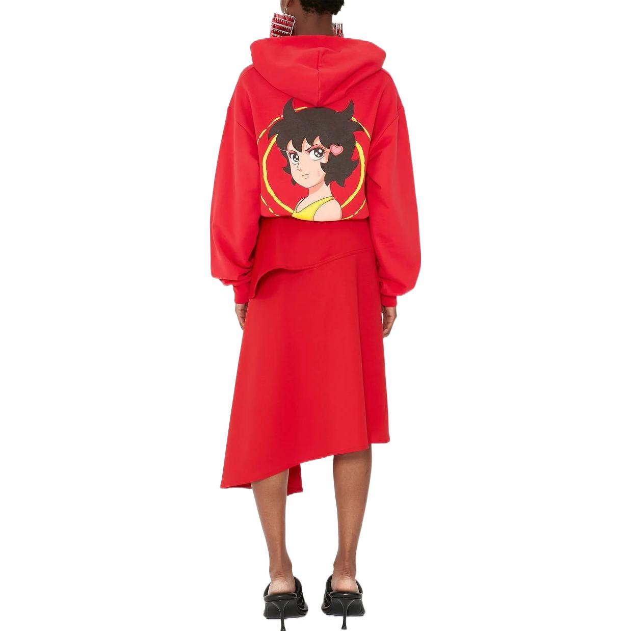 Purchase (W) JW Anderson FW22 Sudadera Roja Corta con Capucha y Manga Larga JW0053PG1078450