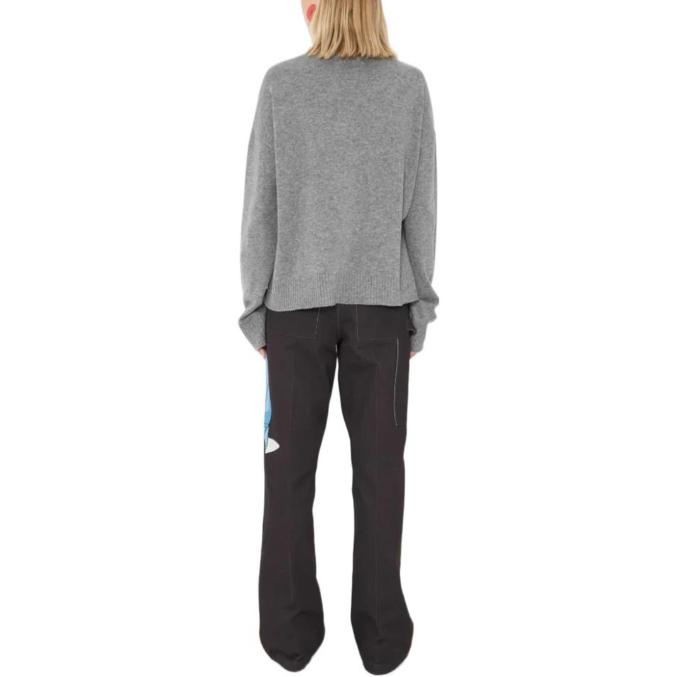 Lookbook (W) JW Anderson FW22 Sweater Rajutan Wool Alphabet Jacquard Abu-abu KW0790YN0200907