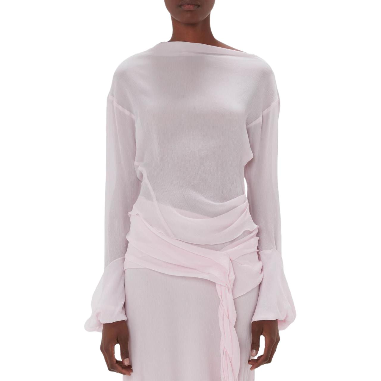 Lookbook (W) JW Anderson FW24 Asymmetric Hem Pullover Lengan Panjang Pink Muda TP0340PG1647324-PINK