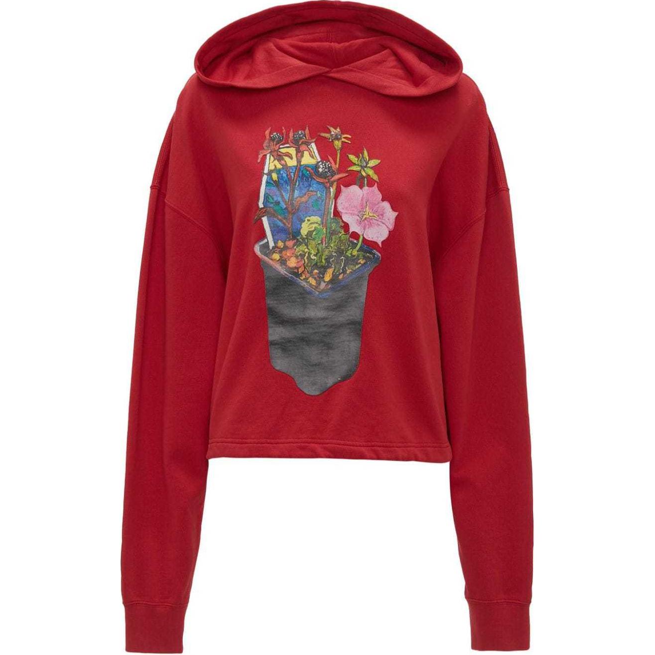 (Women) JW Anderson FW24 Pattern Print Oversized Hoodie  Scarlet Red JW0184PG1390417-RED