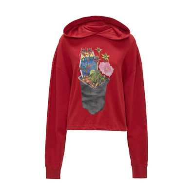 (Women) JW Anderson FW24 Pattern Print Oversized Hoodie Scarlet Red JW0184PG1390417-RED