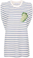 (Women) JW Anderson Grape Stripe Print Sleeveless Crewneck Tee White SS24 Shirt. JO0194PG1494097-WHITE (Women) JW Anderson Grape Stripe Print Sleeveless Crewneck Tee White SS24 Shirt. JO0194PG1494097-WHITE
